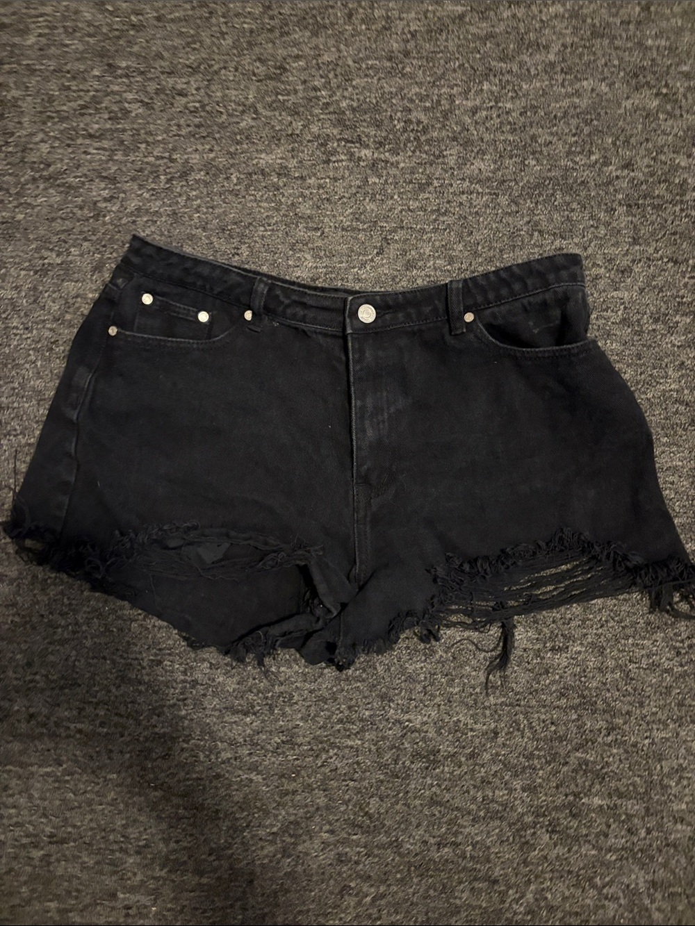 Missguided Black Distressed Frayed Hem Denim Shorts